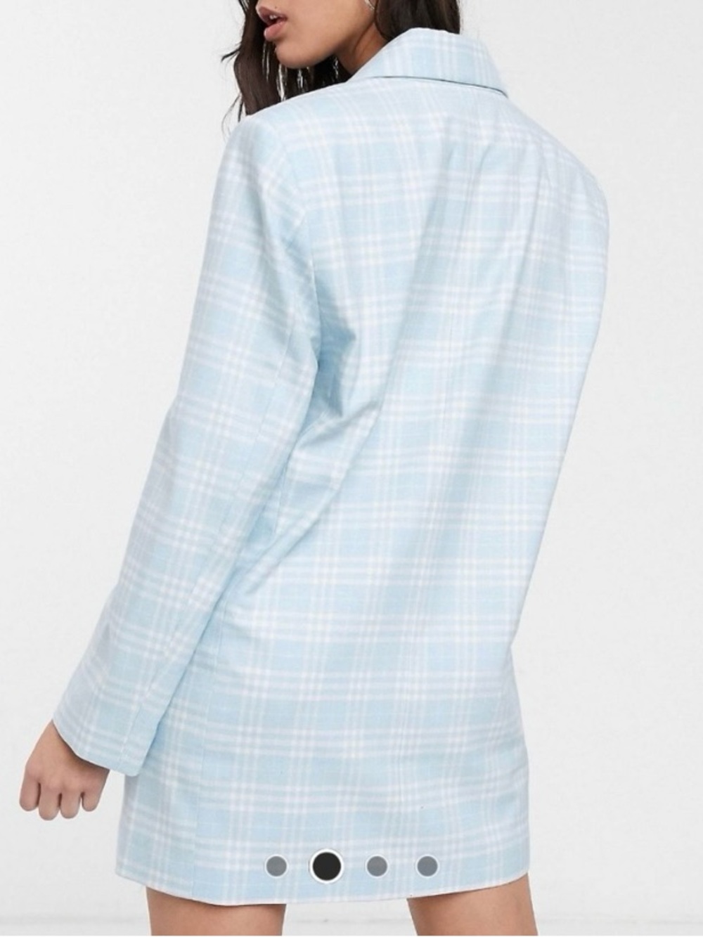 NWT ASOS Oversized Blazer in Blue/White Plaid, Size 6 - Picture 4 of 9